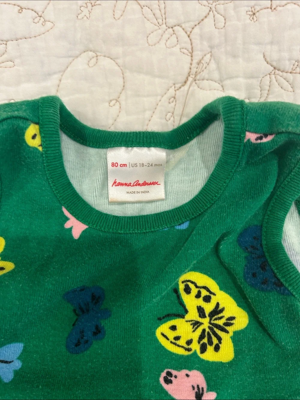 Hanna Andersson Green Butterfly Print Dress & Bloomers
